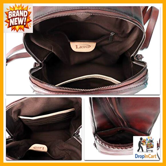 Genuine Leather Backpack Purse Vintage Retro Casual Daypack Handmade Cowhide main image 7